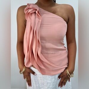BCBGeneration Pink One-Shoulder Blouse